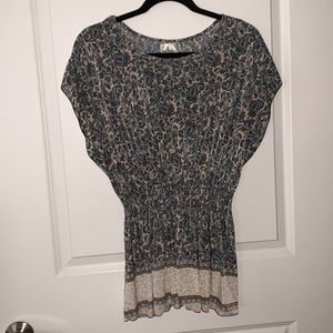 neutral paisley print blouse